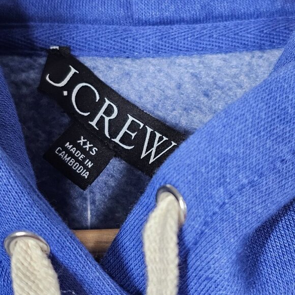 J. Crew Heritage Fleece Cropped Hoodie Sweatshirt Harbor View #BW072 Women's XXS - Picture 5 of 11